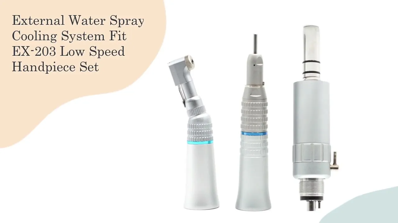 YAYIDA Dental External Water Spray Fit EX-203 Low Speed Handpiece Set With Contra Angle, Straight and Air Motor