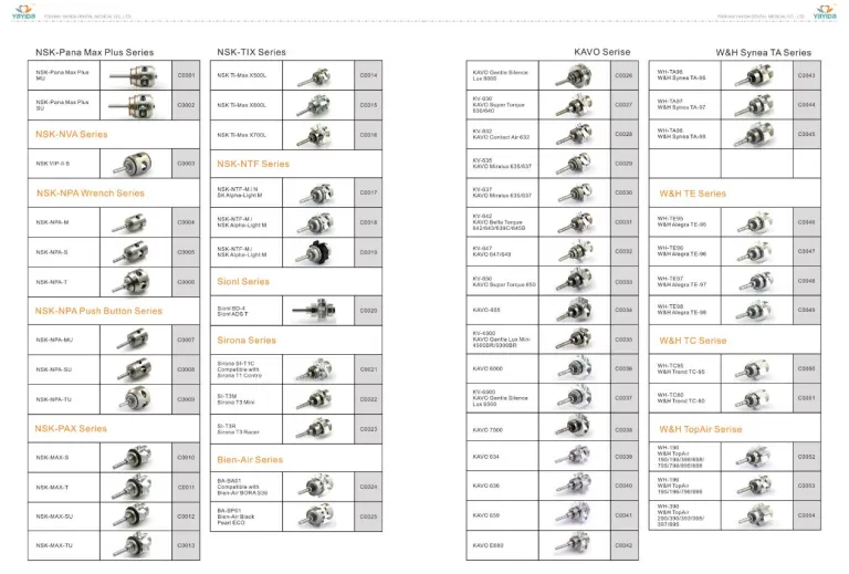 YAYIDA push button high speed handpiece ceramic bearing cartridge compatible with K A V O 6000 handpiece rotor supplier